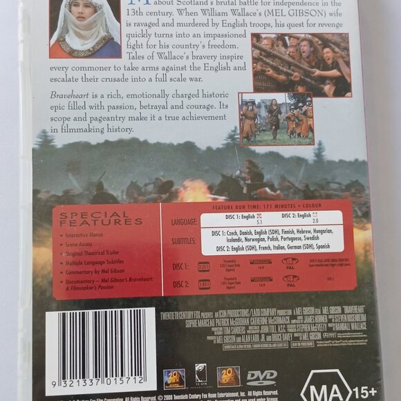 1/$7… 2/$12… 3/$15… 5/$20 🎥 DVD Movies, films, películas ✨Braveheart - Picture 2 of 2